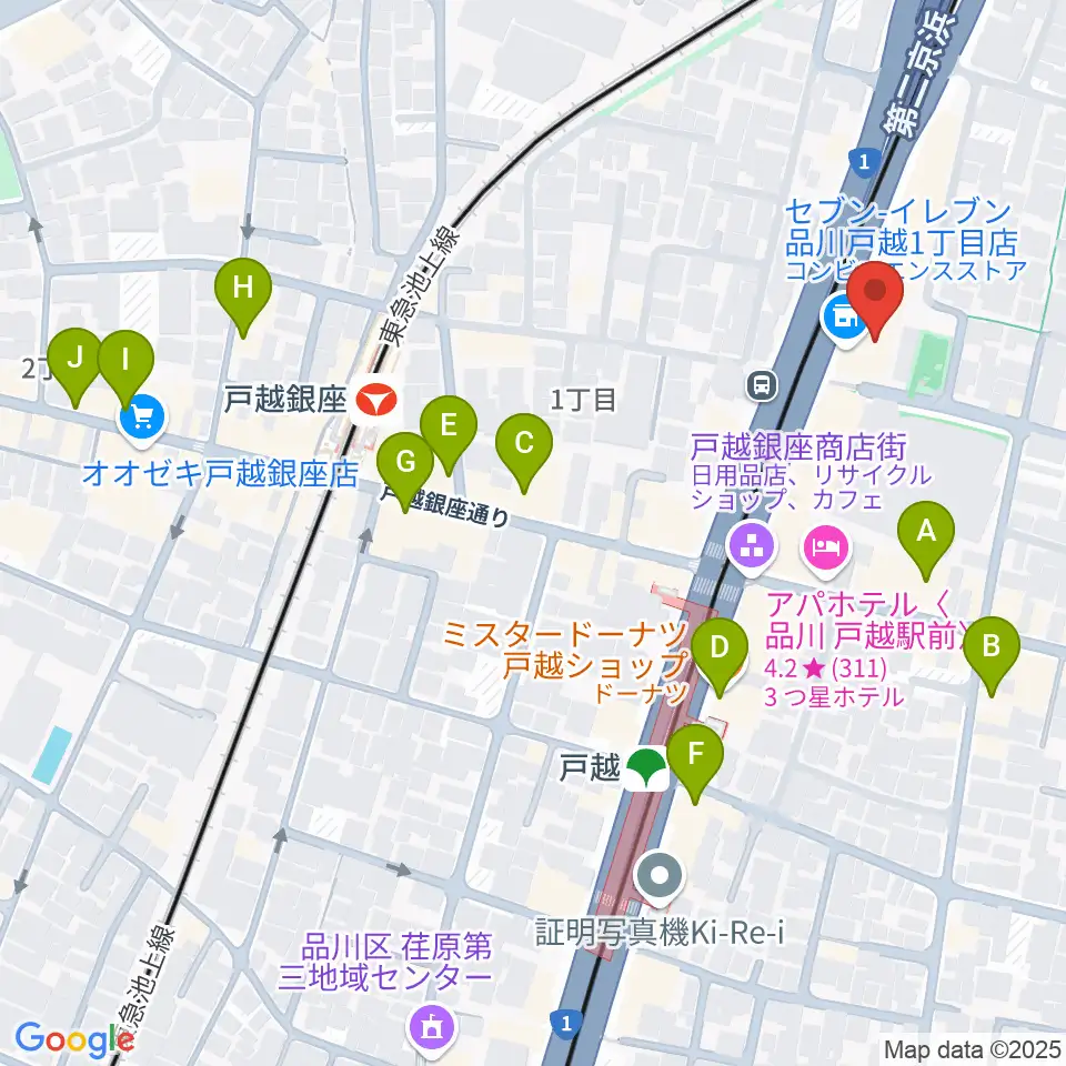 FMしながわ周辺のカフェ一覧地図