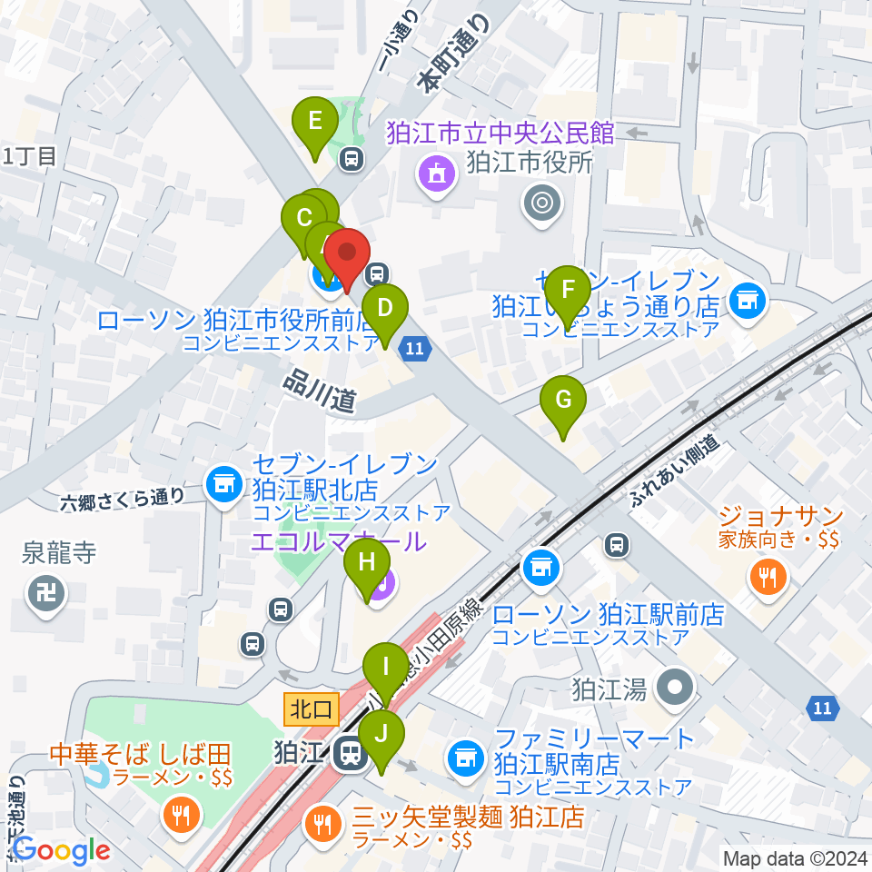 コマラジ（狛江エフエム）周辺のカフェ一覧地図