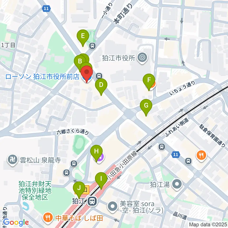 コマラジ 狛江エフエム周辺のカフェ一覧地図