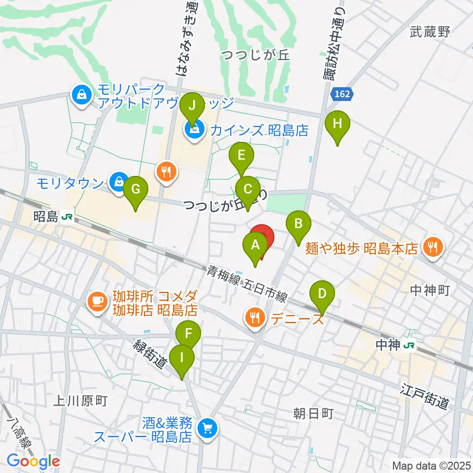 アキシマエンシス周辺のカフェ一覧地図
