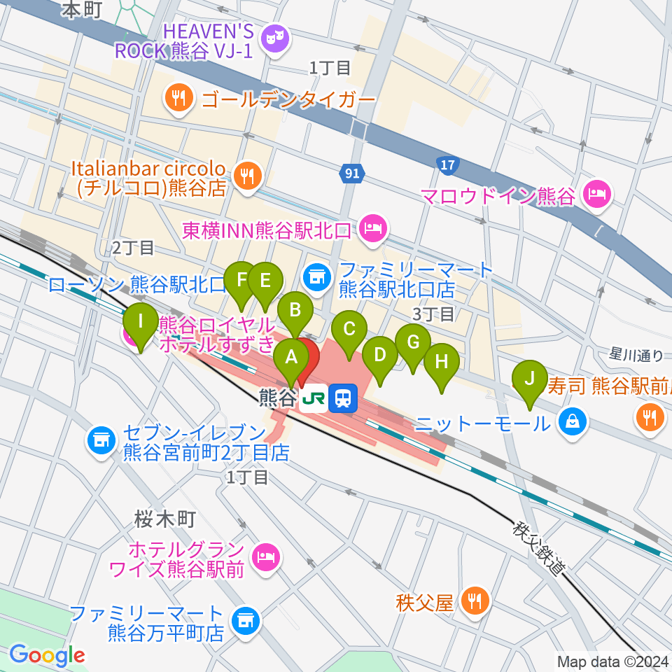 FMクマガヤ周辺のカフェ一覧地図