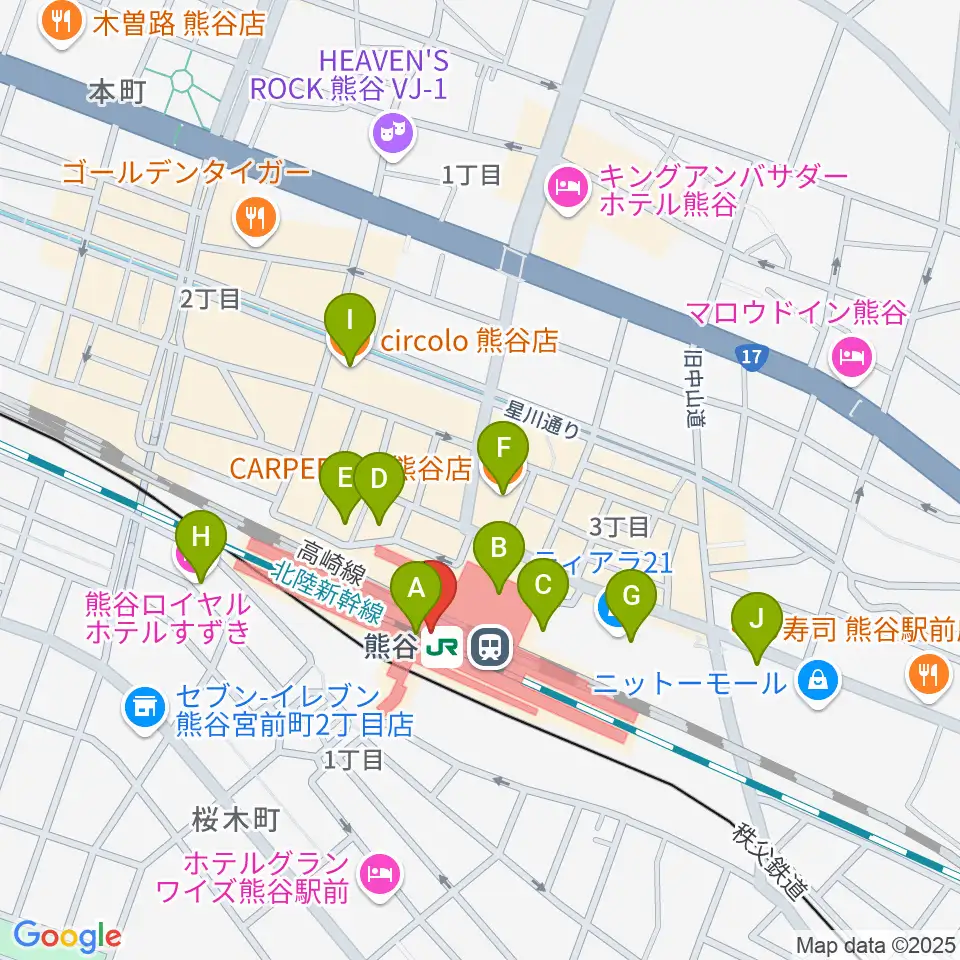FMクマガヤ周辺のカフェ一覧地図