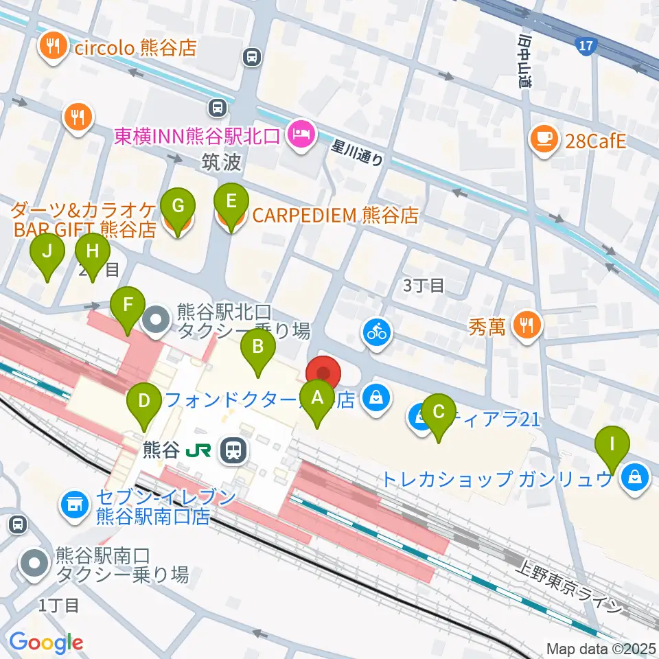 FMクマガヤ周辺のカフェ一覧地図
