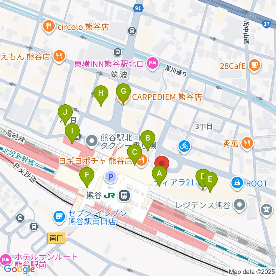 FMクマガヤ周辺のカフェ一覧地図