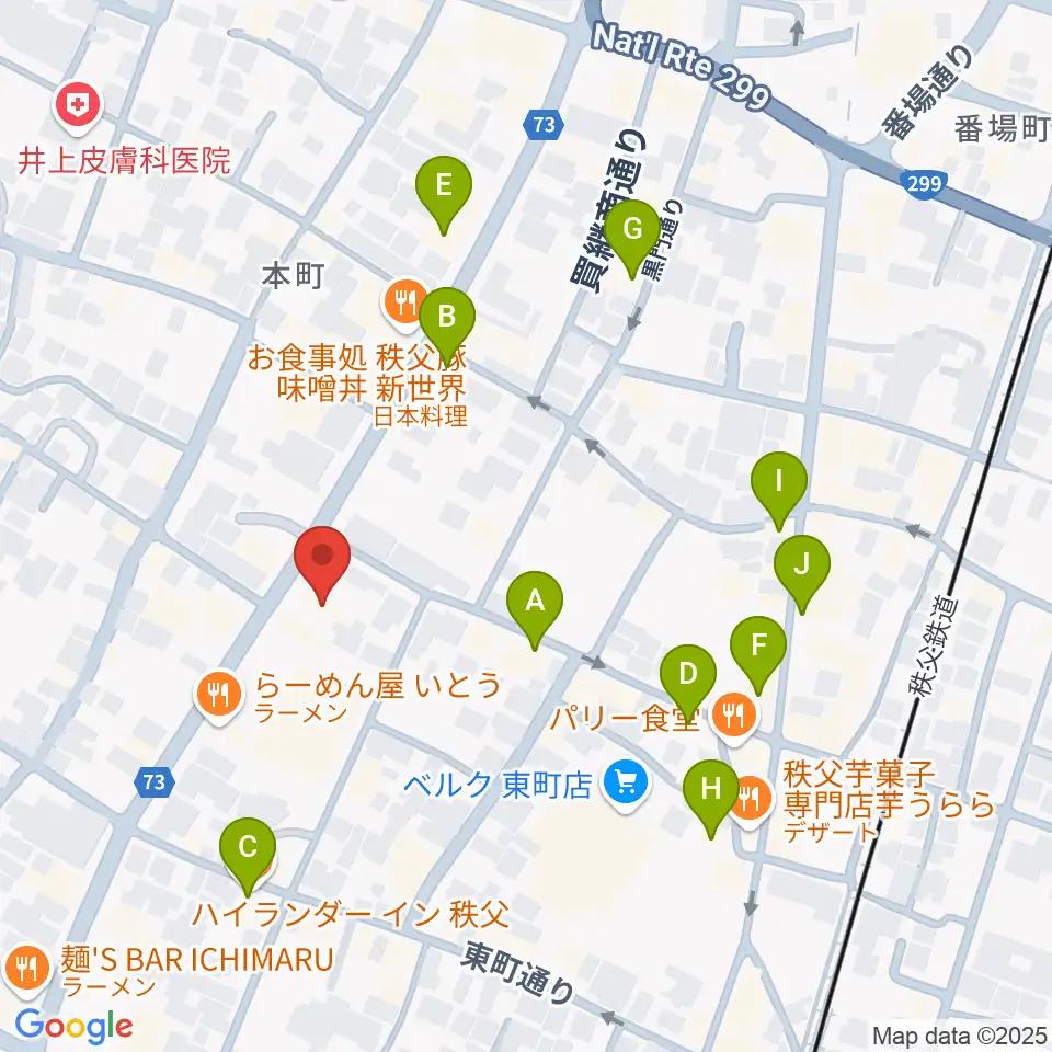 ちちぶエフエム周辺のカフェ一覧地図