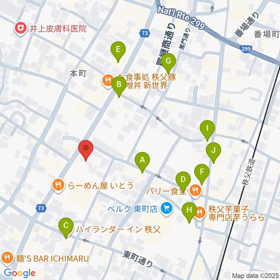 ちちぶエフエム周辺のカフェ一覧地図