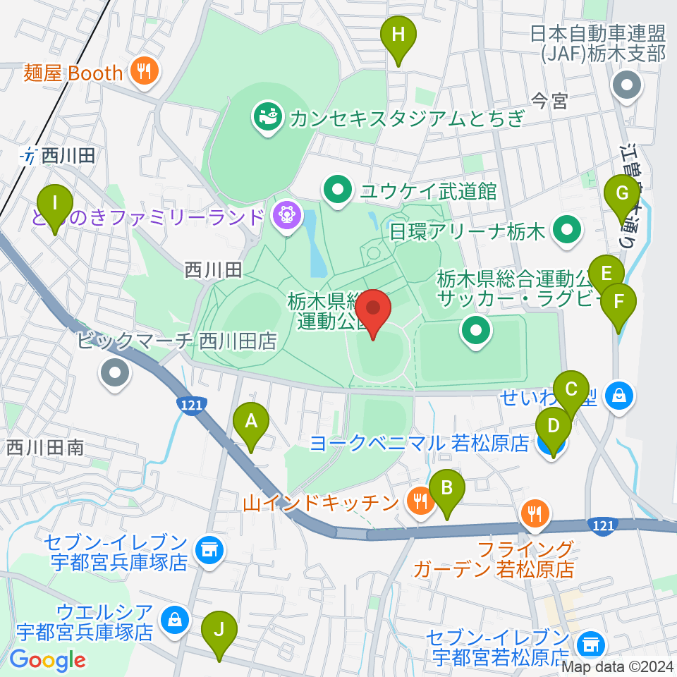 エイジェックスタジアム周辺のカフェ一覧地図