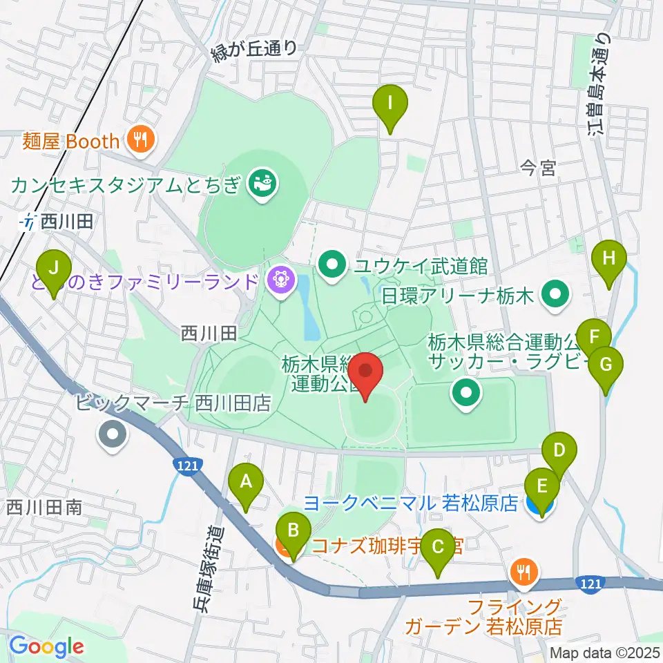 エイジェックスタジアム周辺のカフェ一覧地図
