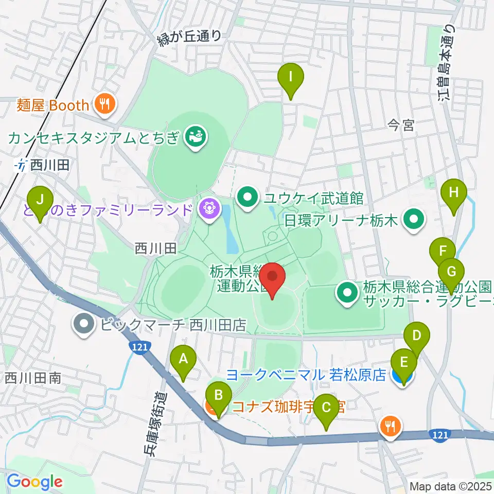 エイジェックスタジアム周辺のカフェ一覧地図