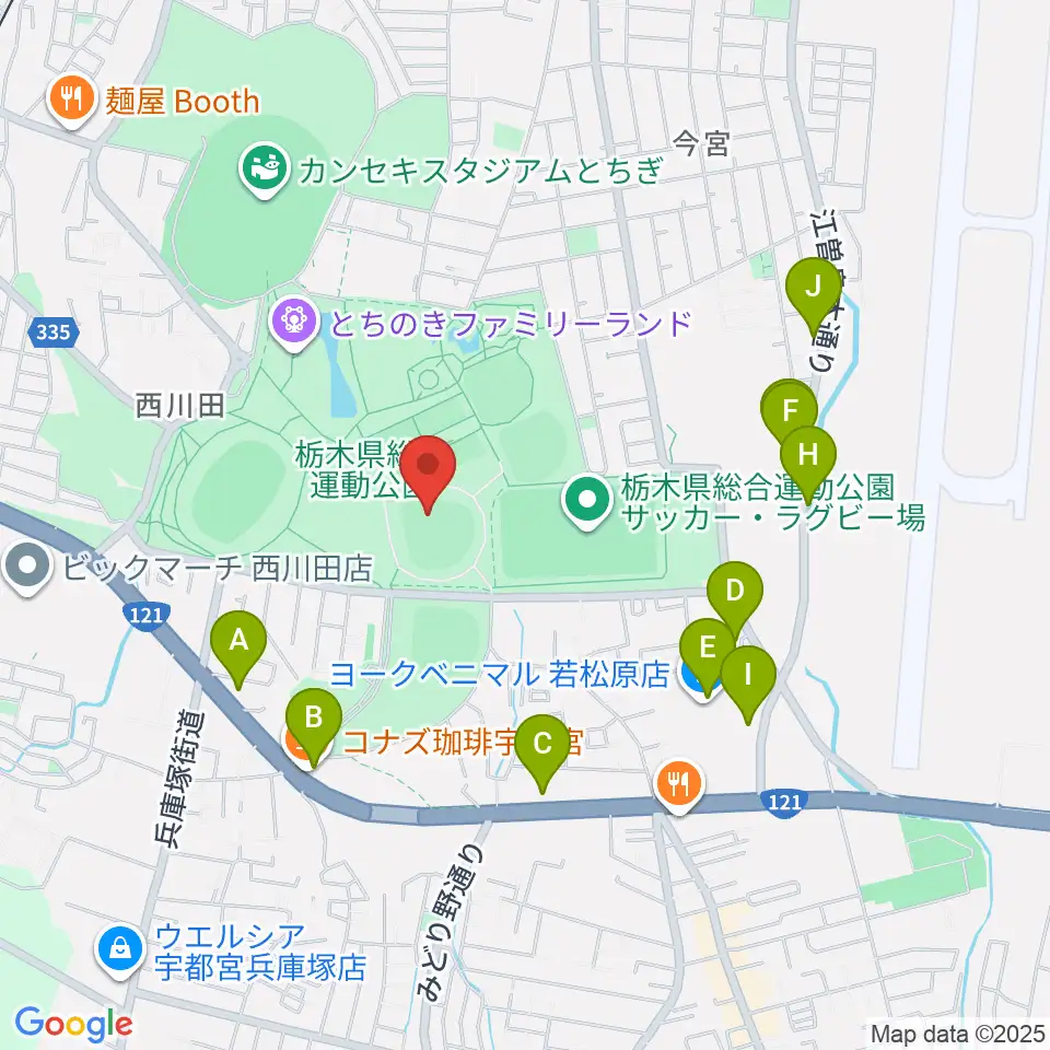 エイジェックスタジアム周辺のカフェ一覧地図