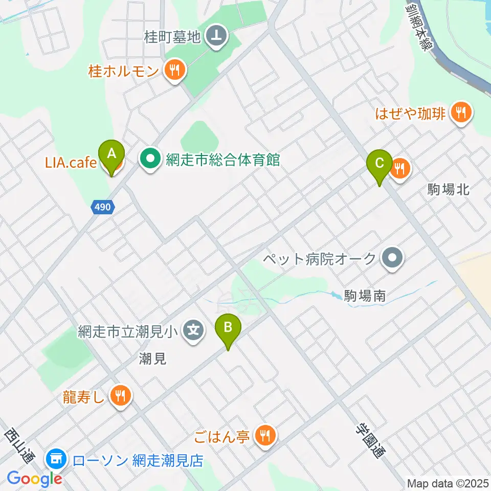 FMあばしり周辺のカフェ一覧地図