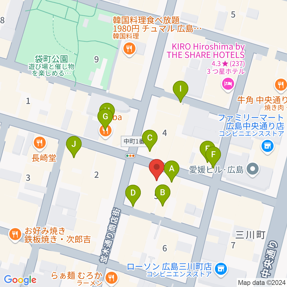 広島STUDIO25周辺のカフェ一覧地図