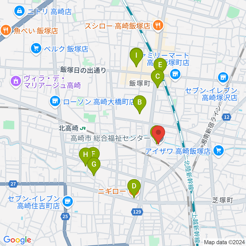 高崎市総合福祉センター周辺のカフェ一覧地図