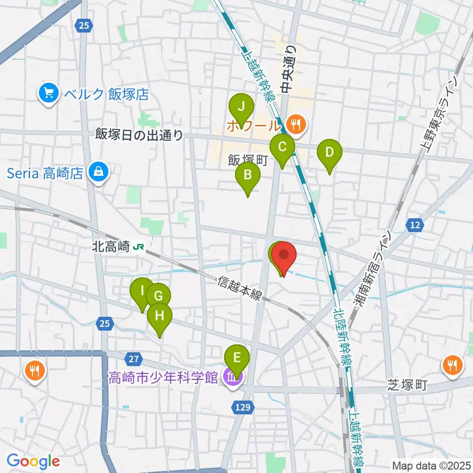 高崎市総合福祉センター周辺のカフェ一覧地図
