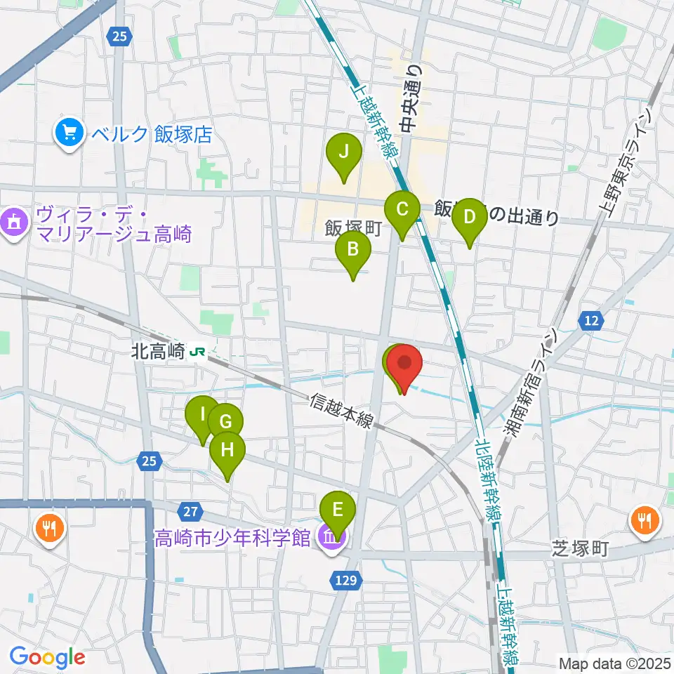 高崎市総合福祉センター周辺のカフェ一覧地図
