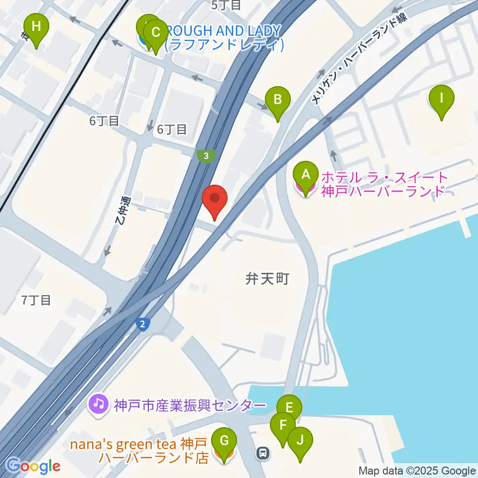 Ｗメリケン波止場周辺のカフェ一覧地図
