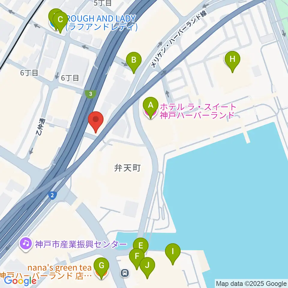 Ｗメリケン波止場周辺のカフェ一覧地図