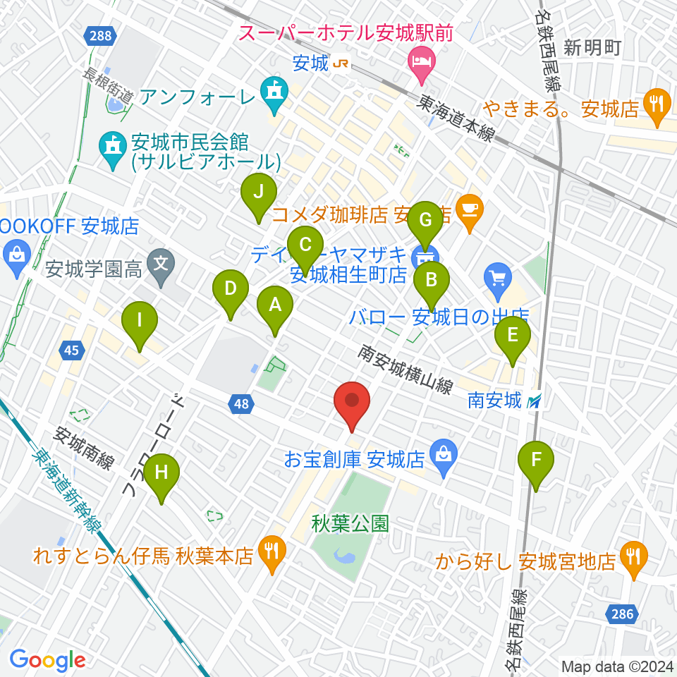 ギターショップメイヤ周辺のカフェ一覧地図