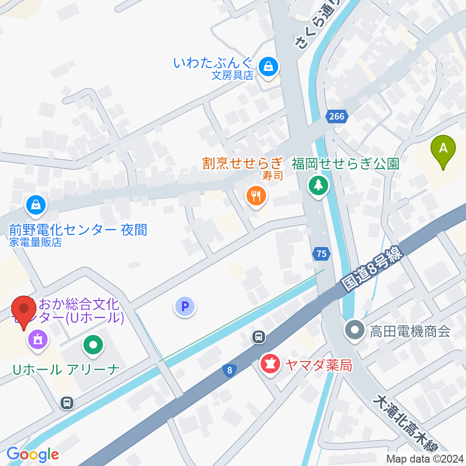 高岡市ふくおか総合文化センターＵホール周辺のカフェ一覧地図