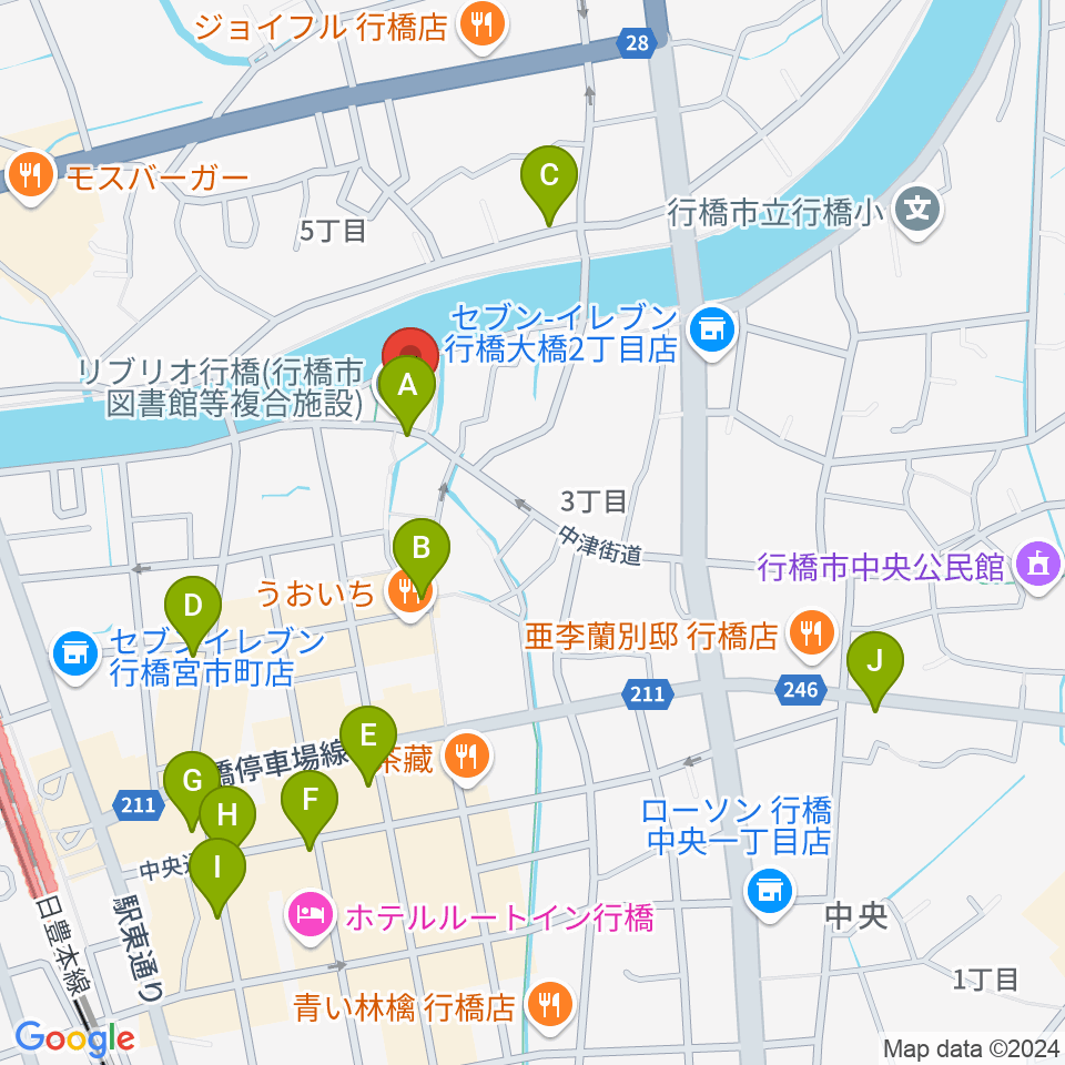 リブリオ行橋周辺のカフェ一覧地図