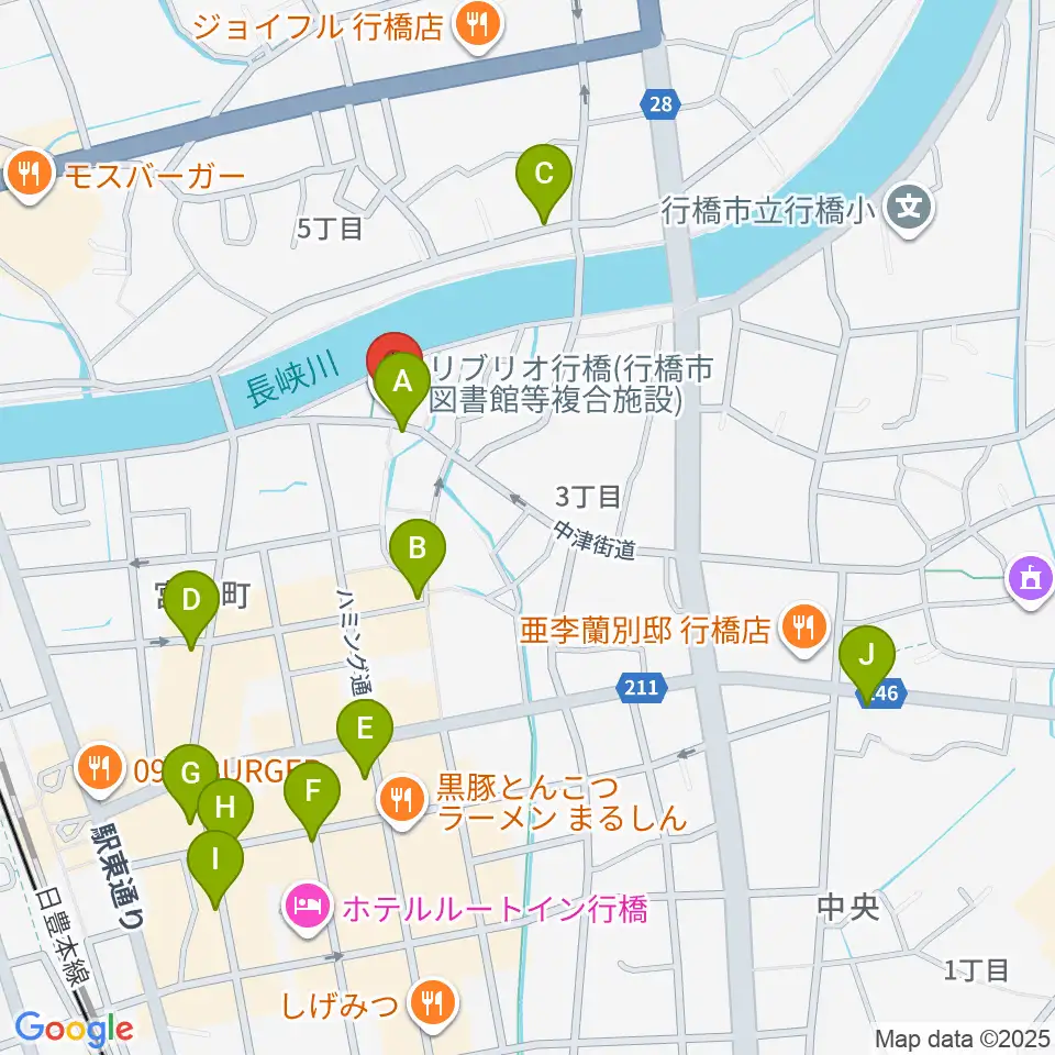 リブリオ行橋周辺のカフェ一覧地図