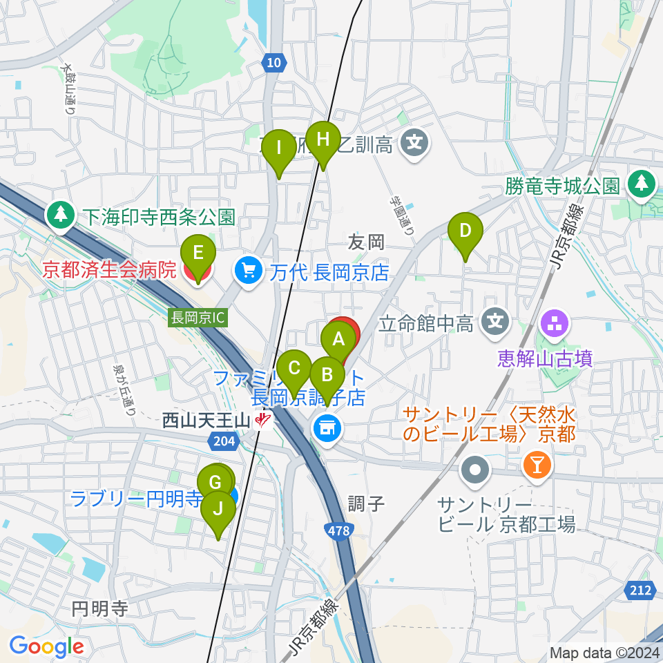 カヤック・クラヴィア周辺のカフェ一覧地図