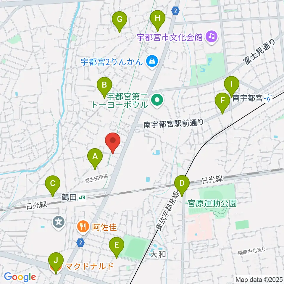 オオノ楽器 宇都宮店周辺のカフェ一覧地図
