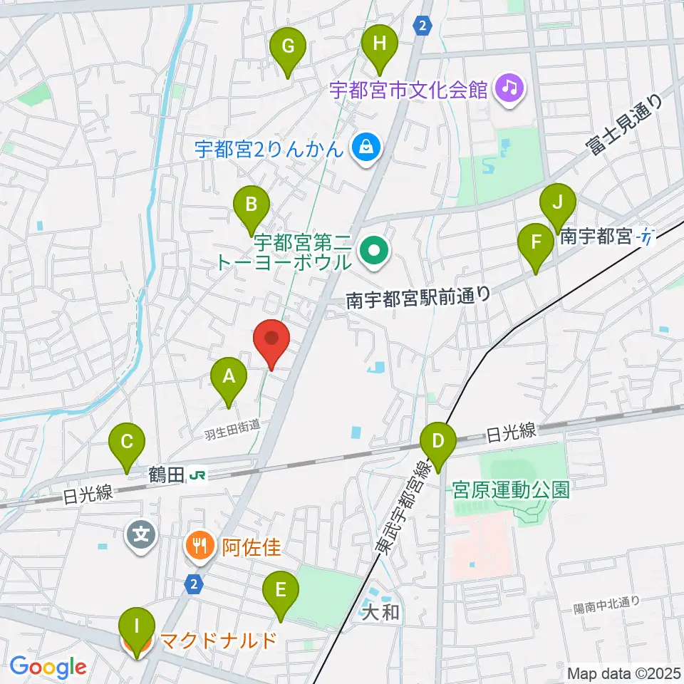 オオノ楽器 宇都宮店周辺のカフェ一覧地図