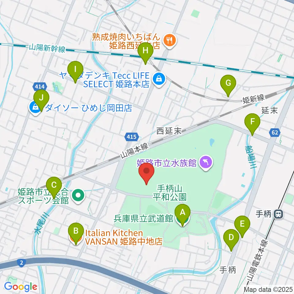 ヴィクトリーナ・ウインク体育館周辺のカフェ一覧地図