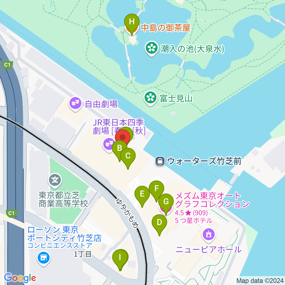 JR東日本四季劇場［秋］周辺のカフェ一覧地図