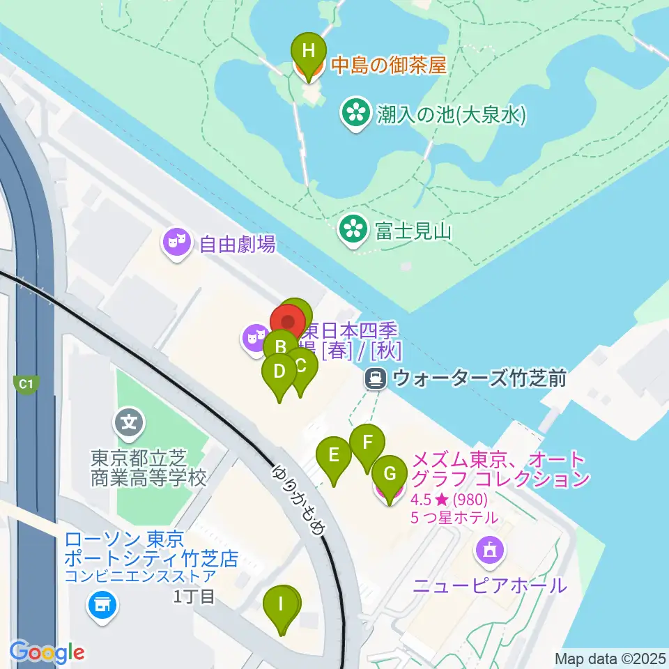 JR東日本四季劇場［秋］周辺のカフェ一覧地図