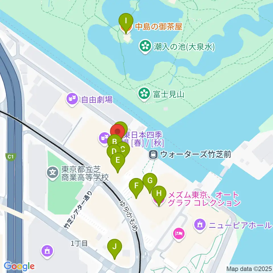 JR東日本四季劇場［秋］周辺のカフェ一覧地図