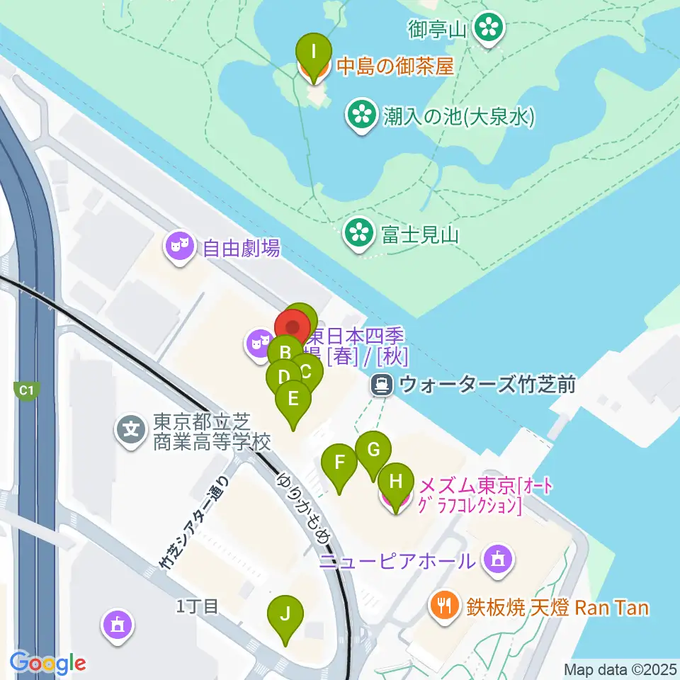 JR東日本四季劇場［秋］周辺のカフェ一覧地図