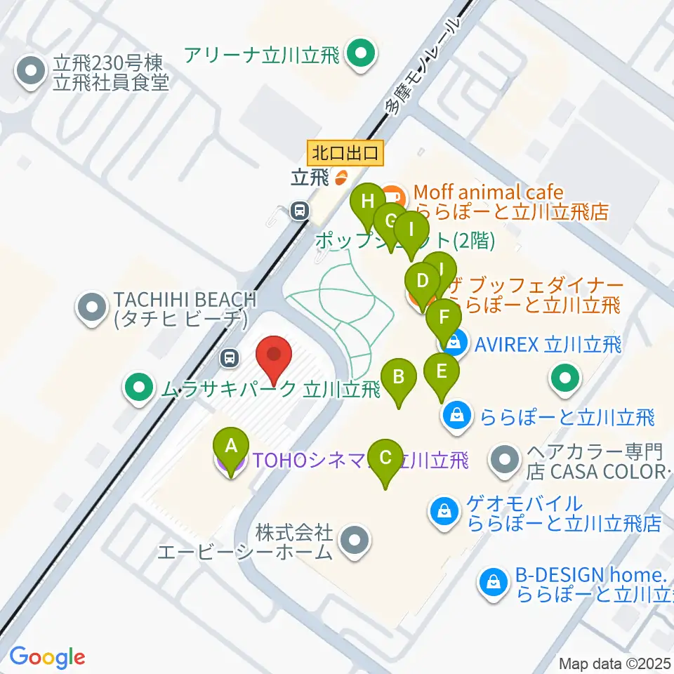 TOHOシネマズ立川立飛周辺のカフェ一覧地図