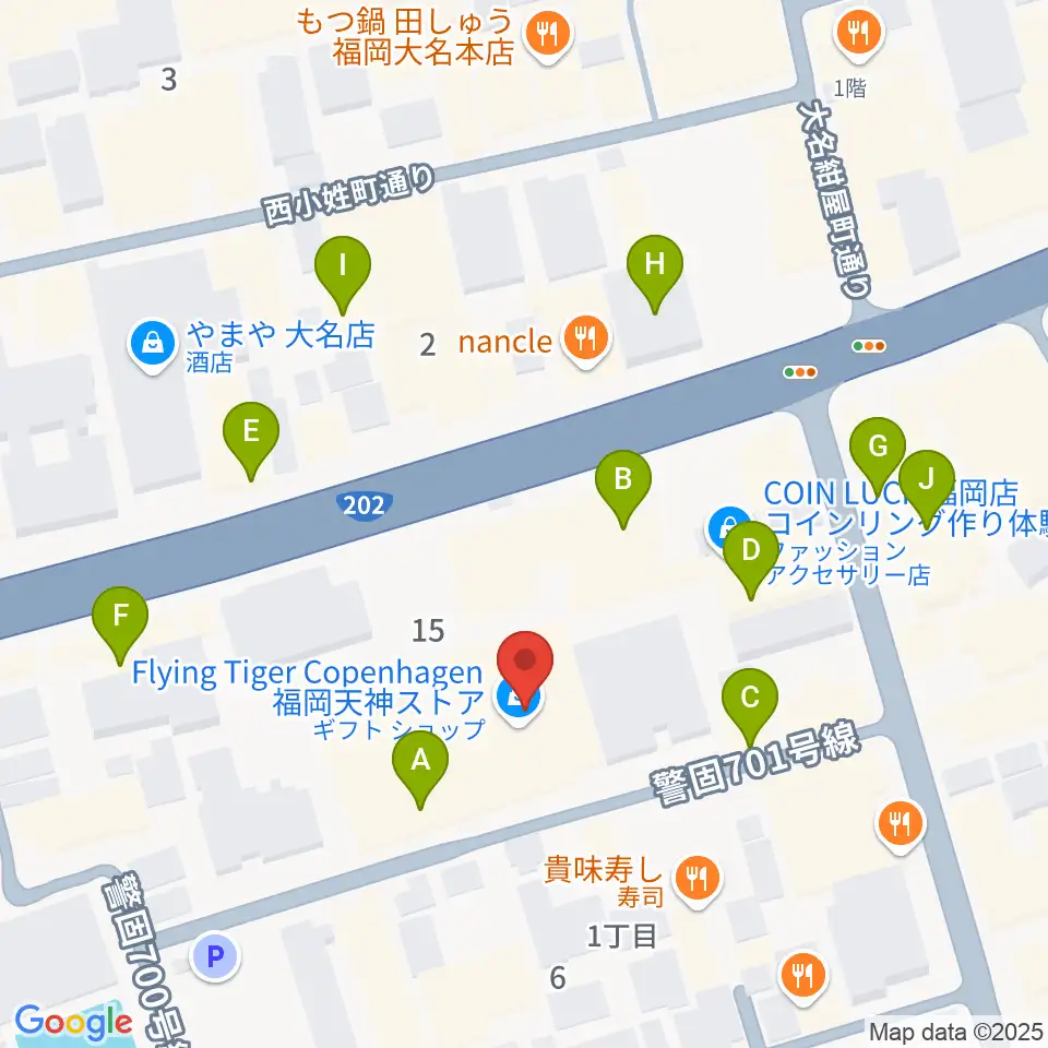 キノシネマ天神周辺のカフェ一覧地図