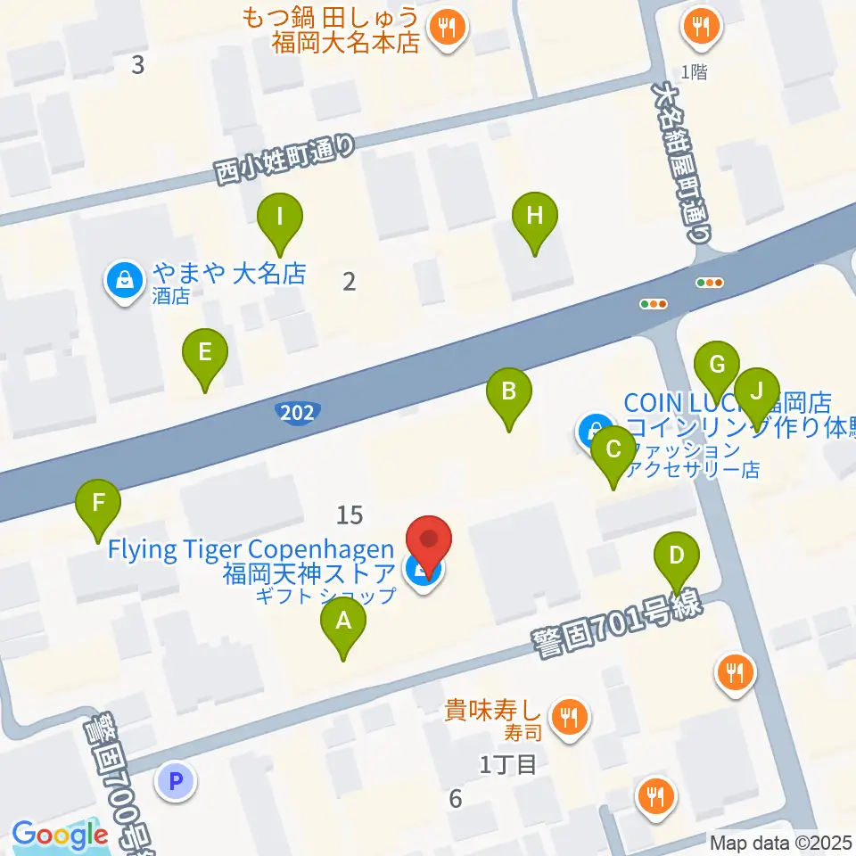 キノシネマ天神周辺のカフェ一覧地図