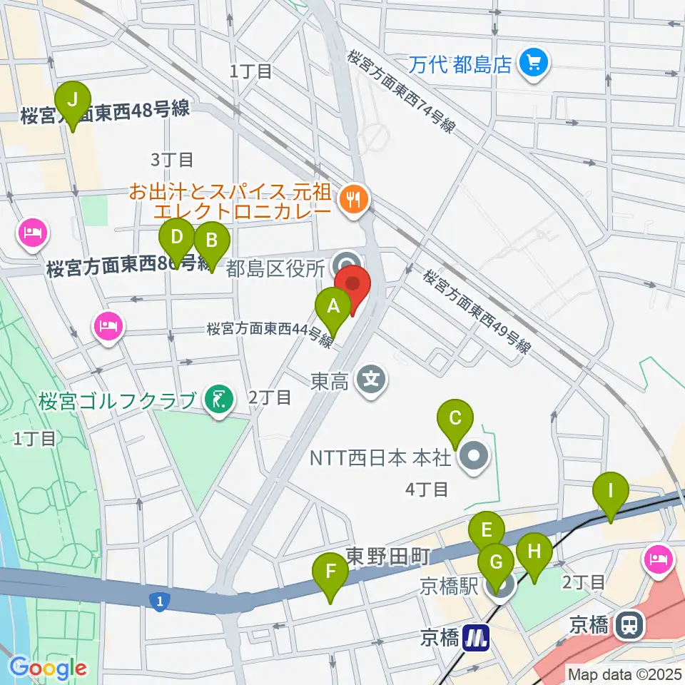 まるよし精肉店 都島区民センター周辺のカフェ一覧地図