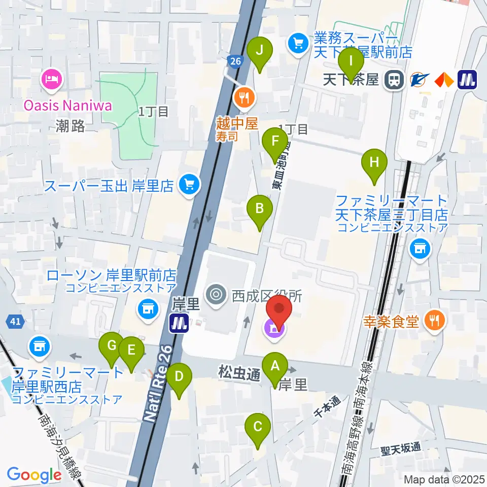 大阪市立西成区民センター周辺のカフェ一覧地図