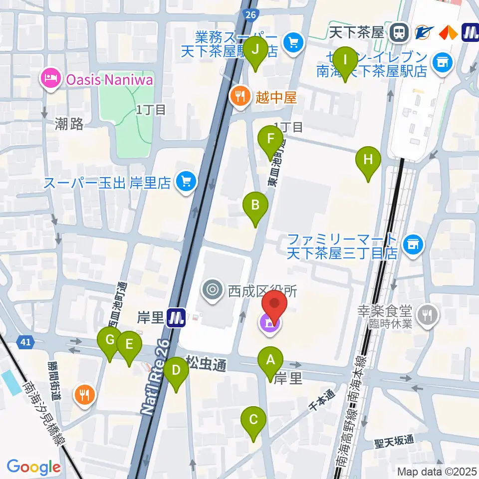大阪市立西成区民センター周辺のカフェ一覧地図