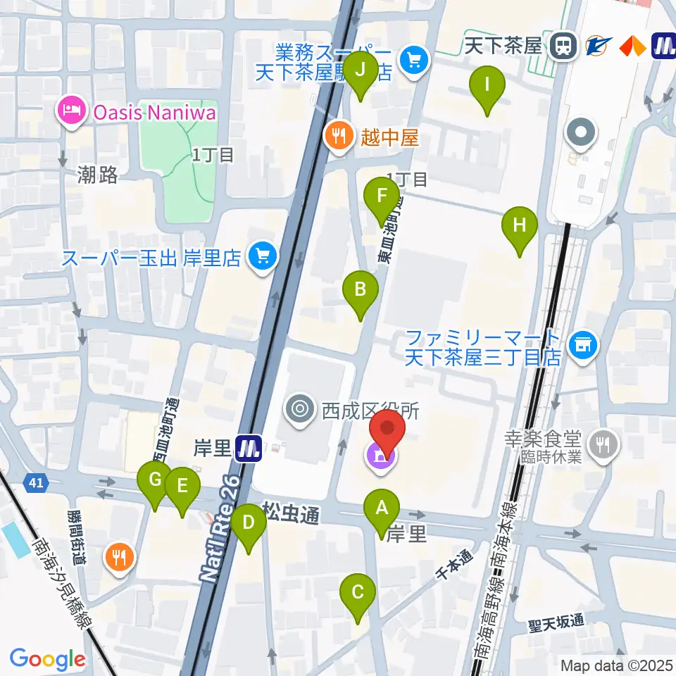 大阪市立西成区民センター周辺のカフェ一覧地図