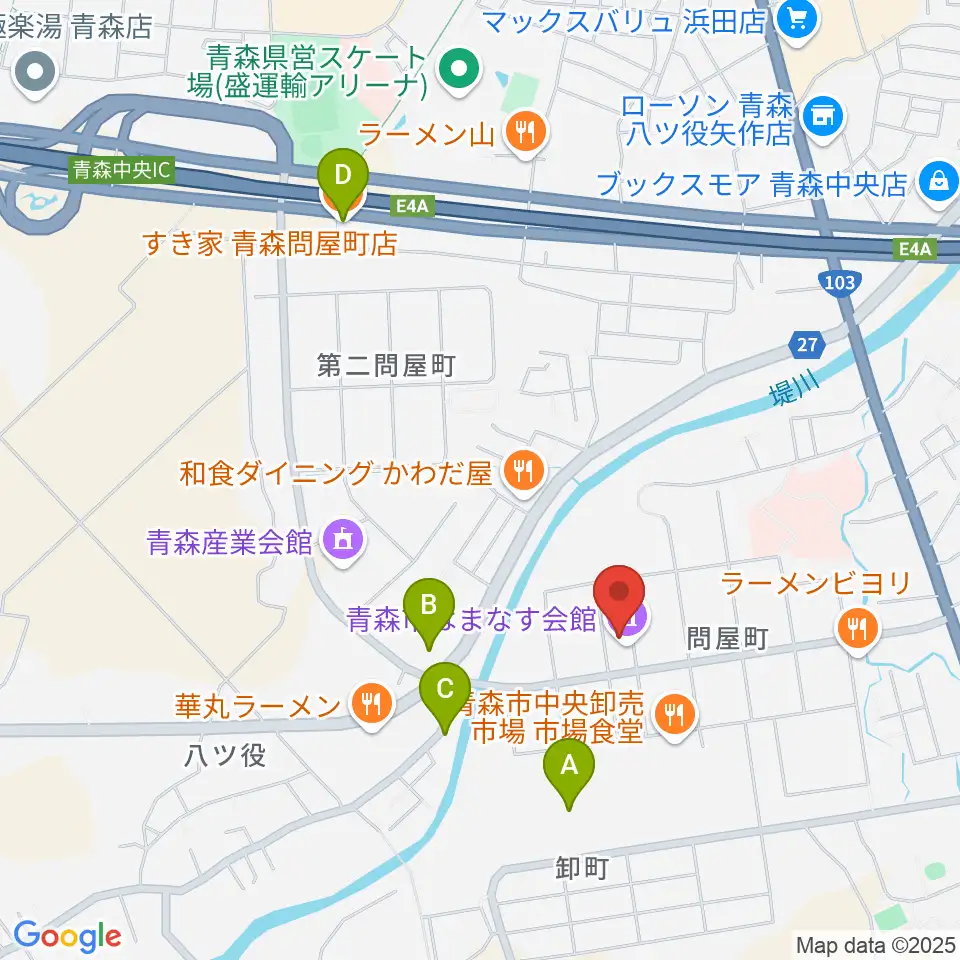 青森市はまなす会館周辺のカフェ一覧地図