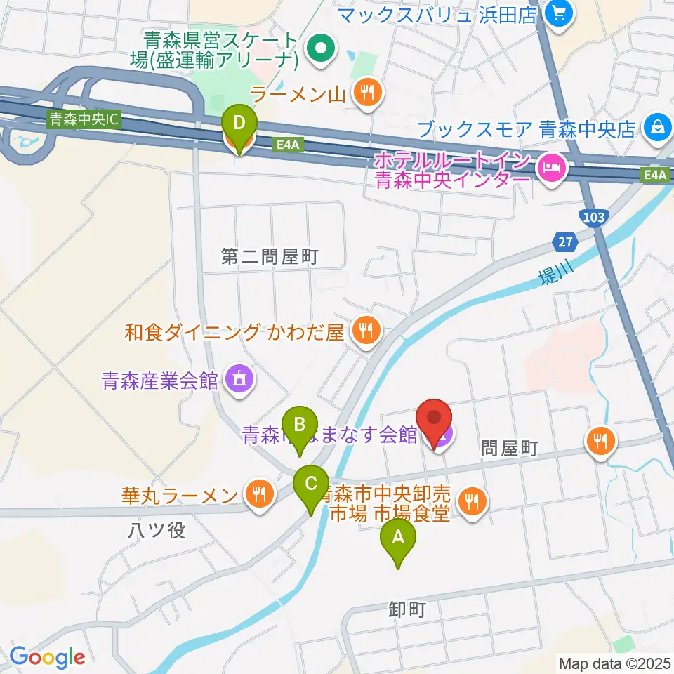 青森市はまなす会館周辺のカフェ一覧地図