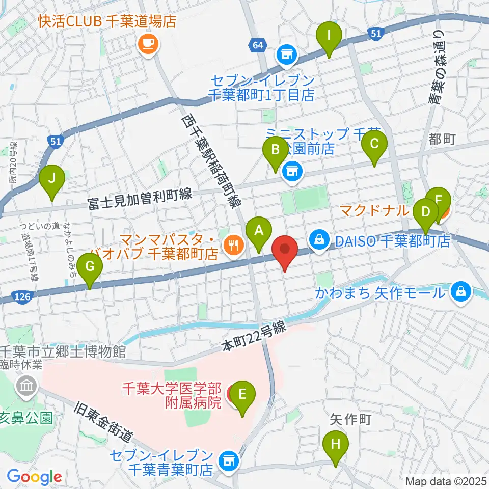 千葉2AWスクエア周辺のカフェ一覧地図