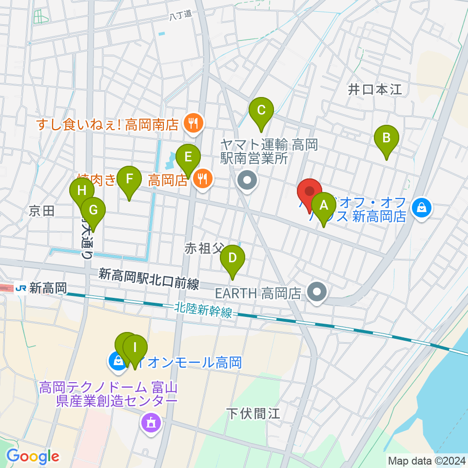 高岡エクール周辺のカフェ一覧地図