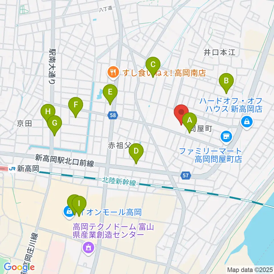 高岡エクール周辺のカフェ一覧地図