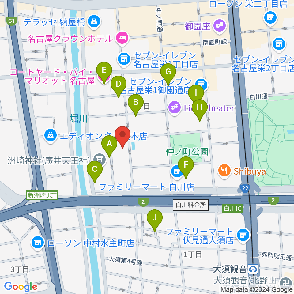 名古屋市中スポーツセンター周辺のカフェ一覧地図