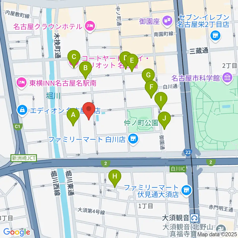 名古屋市中スポーツセンター周辺のカフェ一覧地図