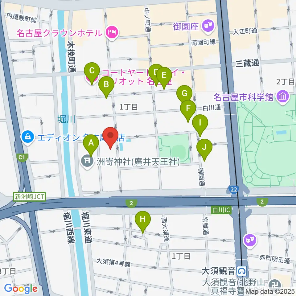 名古屋市中スポーツセンター周辺のカフェ一覧地図