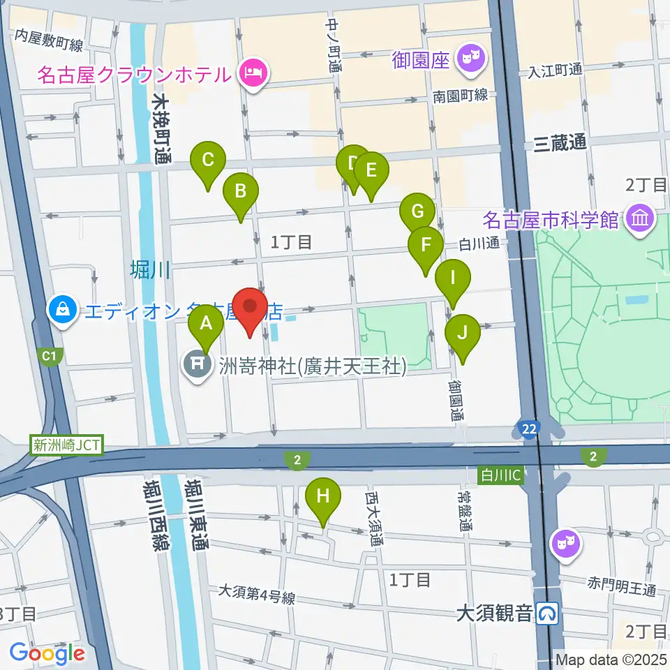 名古屋市中スポーツセンター周辺のカフェ一覧地図