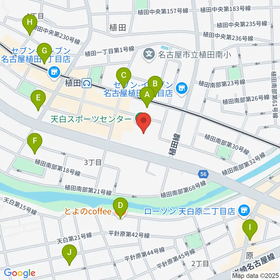 天白スポーツセンター周辺のカフェ一覧地図